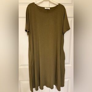 Zenana Olive Green Swing Dress 1X
